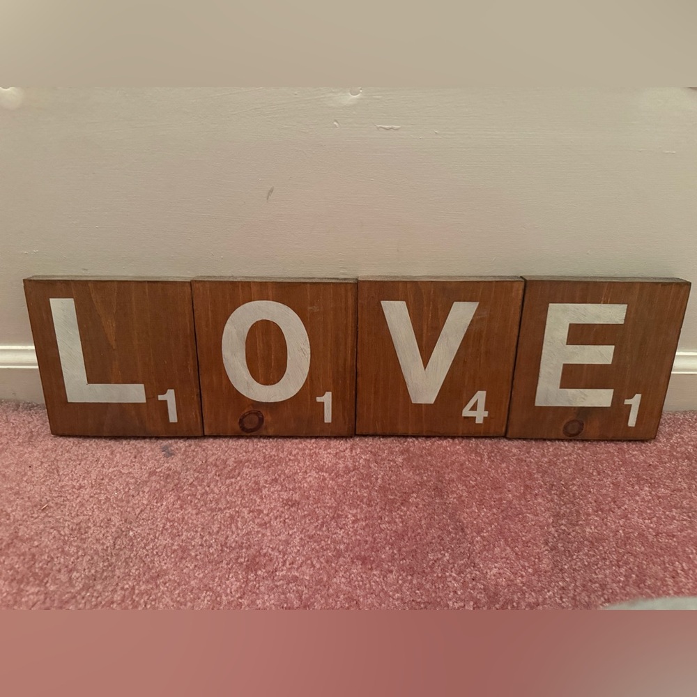 Wooden LOVE 4 piece Wall Decor squares